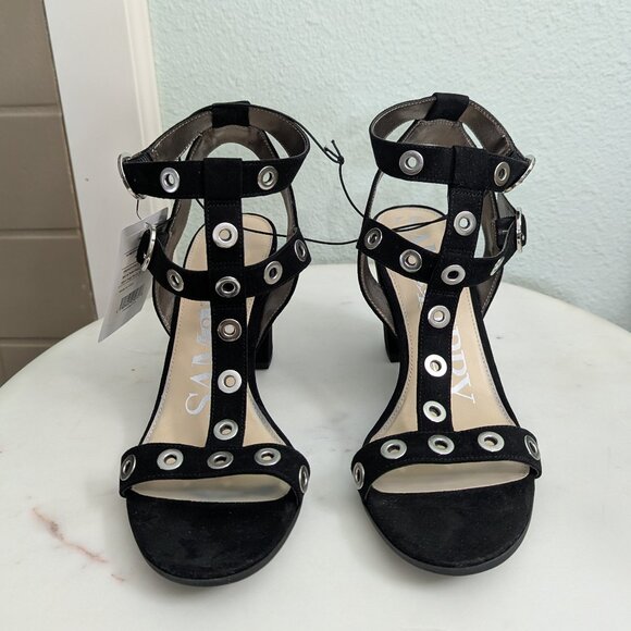 NWT Sam & Libby Evita Grommet Double Strap Chunky Heel, Size 8 - Picture 1 of 5